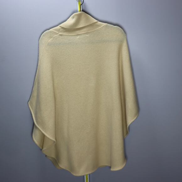 Muse 100% Cashmere Cowl Neck Poncho Sweater Cream Size M - Picture 2 of 5